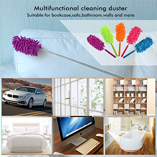 Washable Dusters for Cleaning, Phoenixes Feather Duster Extendable Dusting Wand 11"-30", Wet or Dry Use (5 Pcs) - view 7