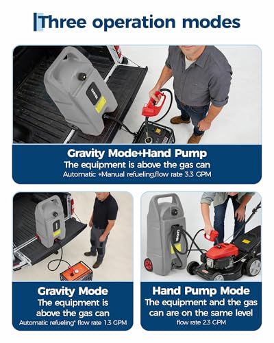 Slim 15 Gallon Gas Can, Fuel Tank Container with LE Fluid Transfer Manual 10 FT Siphon Pump, Portable Diesel Gas Storage Caddy Wheels for ATV, Weeder, Boat, Tractor, Snow Blower,Generator - view 3