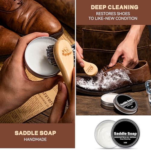 Leather Boot Care Kit – Mink Oil, Saddle Soap for Leather, Shoe Brush, Waterproof Wax, Leather Cleaner and Conditioner - view 3