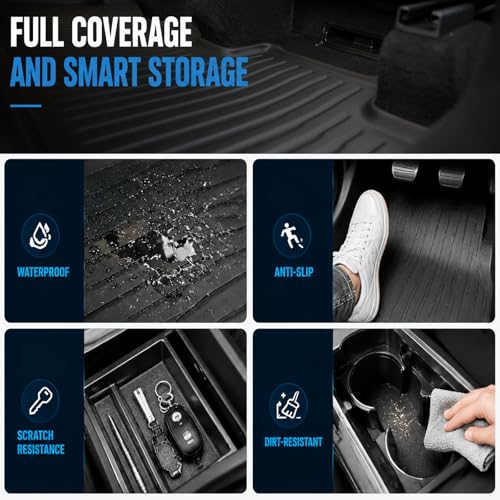 Tesla Model Y Juniper 2025-2026 13-Piece All-Weather Floor Mats & Double-Layer Center Console Organizer – Full Interior Protection & Smart Storage (Not for Standard) - view 7