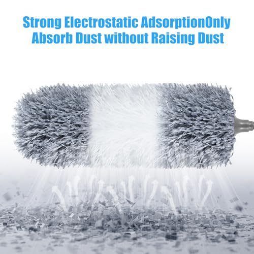 Microfiber Feather Duster, 110 Inch Extendable Telescoping Pole Duster with Bendable Washable Head, Long Handle Cleaning Duster for Ceiling Fan, High Ceiling, Blinds, Furniture and Cars(Gray) - view 5