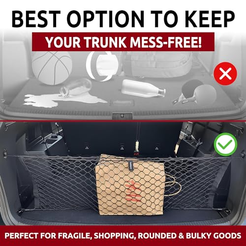 Envelope Style Automotive Elastic Trunk Mesh Cargo Net for Volkswagen Atlas 2017-2024 - Premium Trunk Organizers and Storage - Luggage Net for Crossover - Best Car Organizer for Volkswagen Atlas - view 5