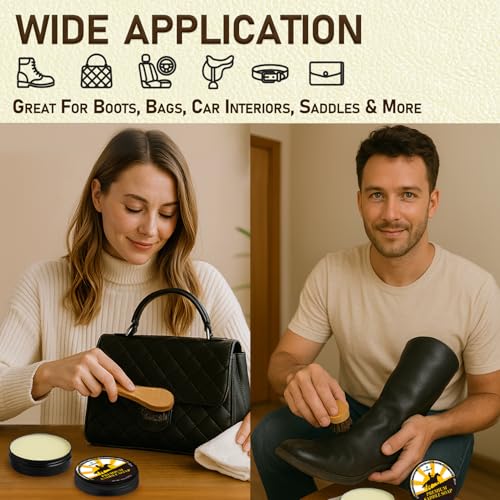 Saddle Soap for Leather – All-Natural 3-in-1 Leather Cleaner & Conditioner Kit with Horsehair Brush & Cloth – For Boots, Bags, Saddles, Car Interiors, Shoes 3.52oz - view 4