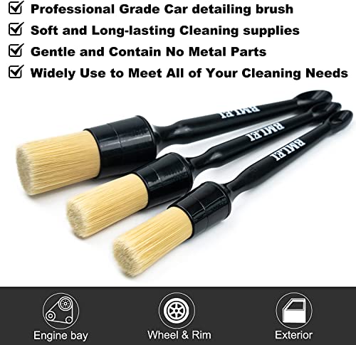3pcs Car Detailing Brushes Set, Boars Hair Car Detail Brush Kit - view 3