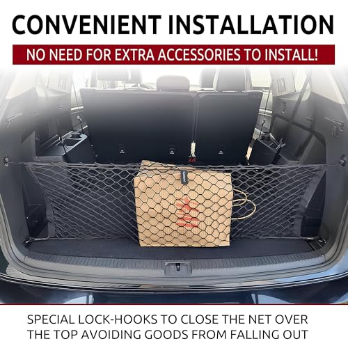 Envelope Style Automotive Elastic Trunk Mesh Cargo Net for Volkswagen Atlas 2017-2024 - Premium Trunk Organizers and Storage - Luggage Net for Crossover - Best Car Organizer for Volkswagen Atlas - view 2