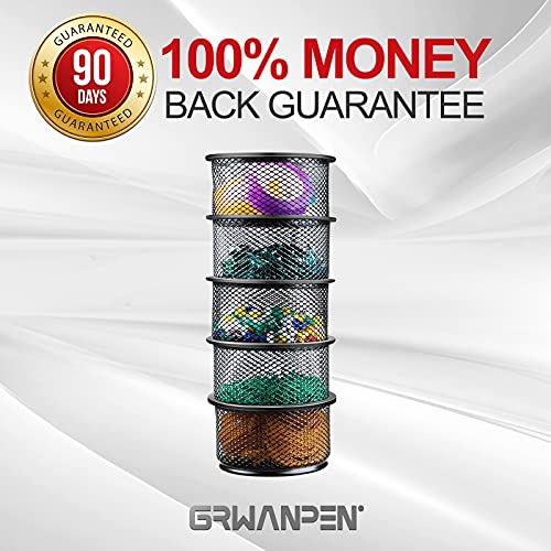5-Pack Stackable Mesh Desk Organizer Bins - Durable Storage Containers for Paper Clips, Rubber Bands, and Office Supplies, Black - view 6
