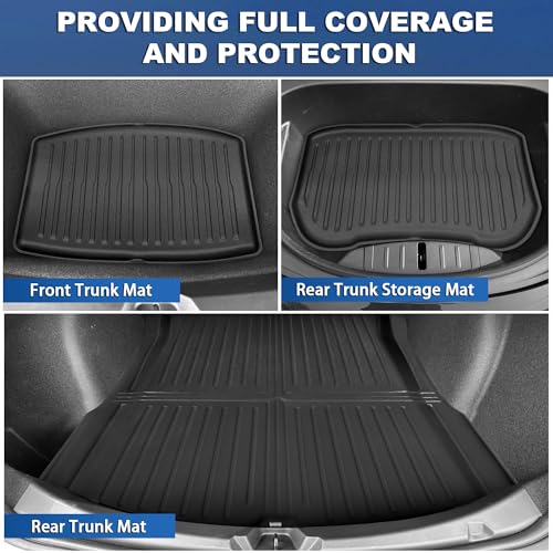 Floor Mats Fit for Tesla Model 3 Highland 2024-2026, Custom Fit All-Weather Cargo Liner Full Cover Car Mats with Front Rear Cargo Mat Trunk Floor Mat Interior Accessories - view 4