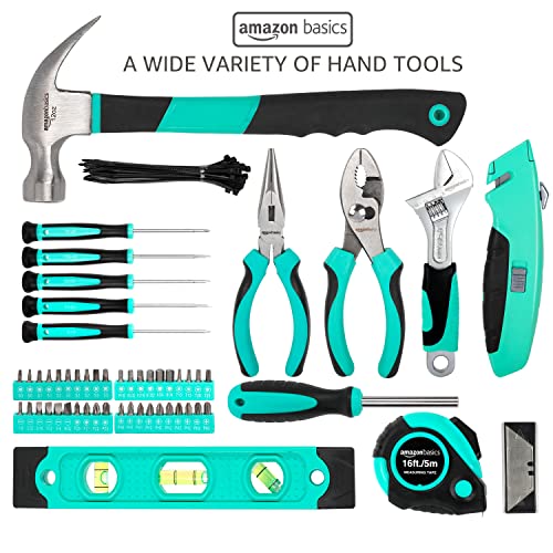 104-Piece Home Repair Household Tool Set with Easy Carrying Round Pouch, Portable Hand Tool Kit, Turquoise, 14.4 x 11.4 x 3 inches - view 3