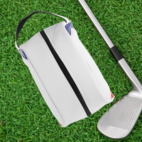 White PU Golf Shoe Travel Organizer Bag with Zippered Closure - view 4