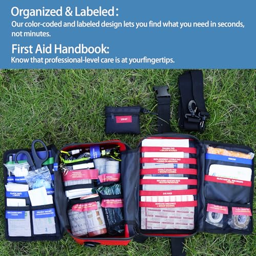 Waterproof First Aid Kit -Complete Trauma Gear With Labeled Storage, MOLLE System&CPR Kit, Practical Medical Kit For Boating, Marine, Camping, Hurricane, Vehicle And Household Emergency - view 2