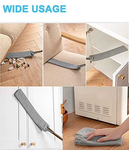 Upgraded Under Appliance Cleaning Gadgets, Microfiber Gap Duster, Skinny Flat Duster with Extendable Pole 26-55 Inches, Suitable for Underneath Cleaning of Furniture, Fridges, Couch, Stove, Bed - view 6
