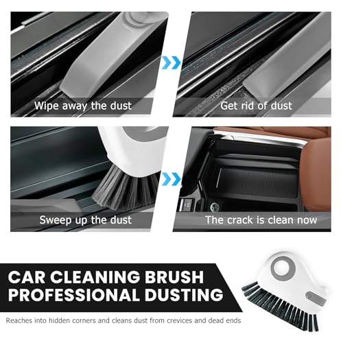 2 PCS 2 in 1 Groove Cleaning Brush, Multifunctional Window Track Cleaner with Hidden Scraper, Hard Bristle Grip Brush Sliding Door Cleaning Tool for Vehicle Home Office (Gray) - view 4
