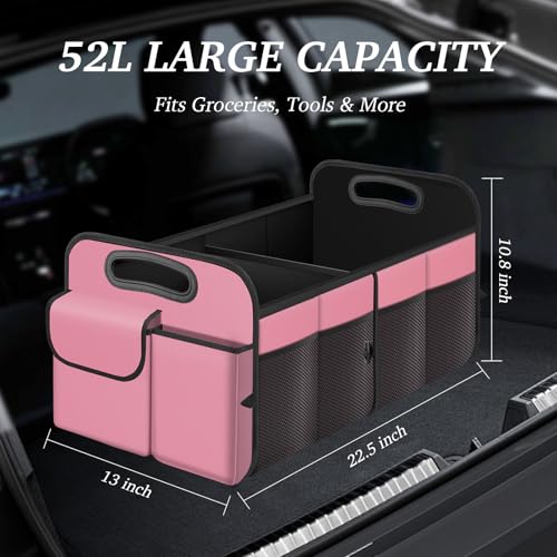 Trunk Organizer, Collapsible Waterproof Multi-Compartment Trunk Organizer for SUVs & Sedans, Car Storage with Reinforced Handles, Car Accessories for Women and Men, 52L - view 2