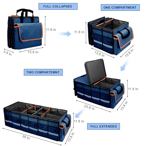 Car Trunk Organizer and Storage with Removable Leakproof Cooler Bag, 6 Removable Dividers for Custom Space, Collapsible Trunk Storage with Non Slip Bottom, Foldable Cover for SUV, Jeep, MPVs - view 3
