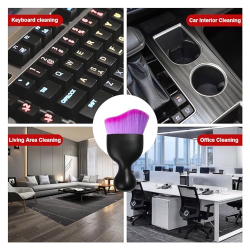 Car Detailing Brush, Curved Soft Bristles Auto Removal Dust Collectors, Universal Vehicle Dashboard, Air Conditioner Vents etc Interior Cleaning Tool Accessories (Double Purple) - view 5