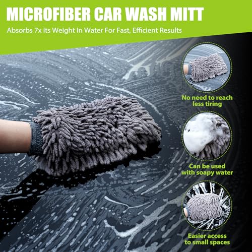2 Pack Car Drying Towel, Car Wash Mitt, 1300 GSM Microfiber Towels for Cars (36" x 24" & 16" x 16"), Ultra-Absorbent, Streak Free, Car Wash Kit, Car Cleaning Detailing Supplies for SUVs, Trucks - view 6
