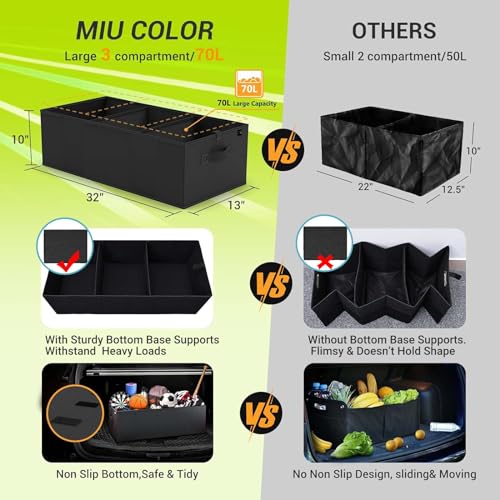 Trunk Organizer for SUV, Car Organizer, Collapsible Trunk Organizer for Car, Non-Slip Bottom, Storage Organizer for Sedans, Van, Jeep, Grocery, Large 3 Compartments, Black 32"×13"×10.6" - view 6