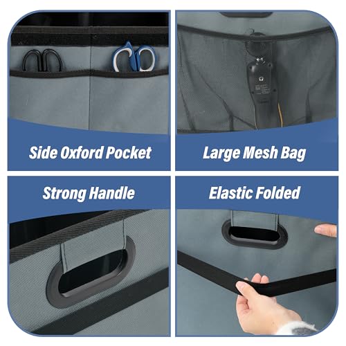 Car Trunk Organizer with Lid, Collapsible 2 Compartment 50L Automotive Storage Box with 5 Pocket, 600D Waterproof Oxford Polyester, Non Slip Bottom, Grey-Green, 2 Pack - view 4
