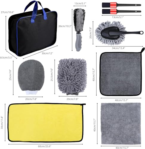 Car Washing Kit - Professional Car Wash Kit, Car Cleaning Kit with Bag & Car Detailing Set, Includes Car Wash Mitts, A Game-Changing Microfibre Drying Towel & Trio Of Brushes For A Deep Clean - view 2