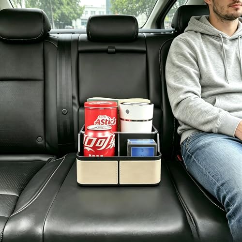 Car Seat Organizer with Compartment,Small Caddy for Car Beige - view 6