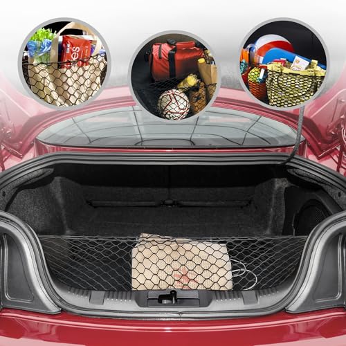 Envelope Style Automotive Elastic Trunk Cargo Net for Ford Mustang 2015-2026 - Premium Trunk Organizer and Storage - Luggage Net for Coupe - Car Organizer for Ford Mustang 2015-2026