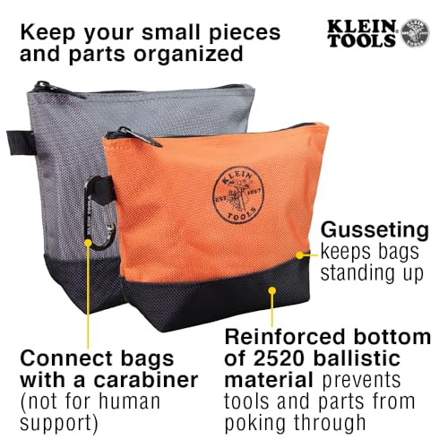 55470 Utility Bag, Stand-Up Zipper Tool Bags, Tough 1680d Ballistic Weave, Reinforced Bottoms, Orange/Black, Gray/Black, 2-Pack - view 3