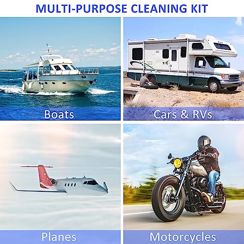 12Pcs Boat Wash Cleaning Kit with Collapsible Bucket Wash Sponge Mitt Microfiber Towel Squeegee Scrub Pads Brushes Complete Interior Exterior Cleaning Set for Boat - view 7