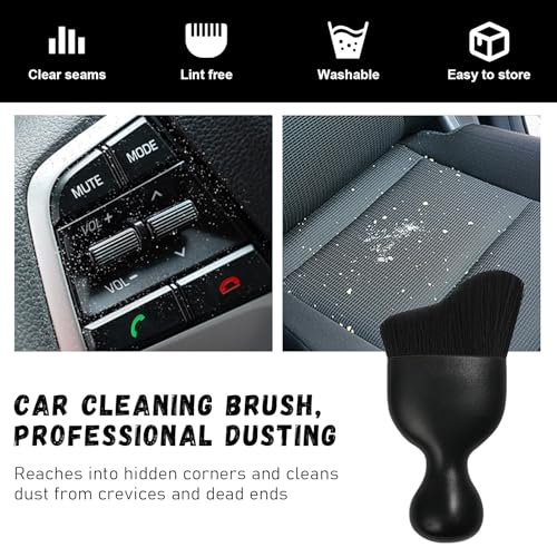 2 PCS Car Detailing Brush, Curved Soft Bristles Auto Removal Dust Collectors, Universal Vehicle Dashboard, Air Conditioner Vents etc Interior Cleaning Tool Accessories (Black) - view 6