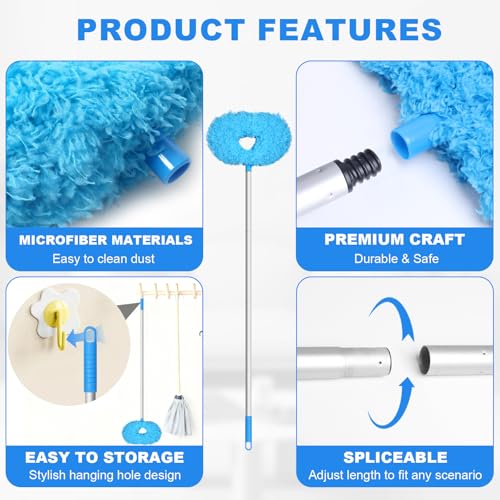 Ceiling Fan Cleaner Duster, Adjustable Microfiber Duster, Blue - view 6