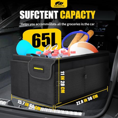 Trunk Organizer with Lid - 65L Collapsible Car Organizer, Black - view 2