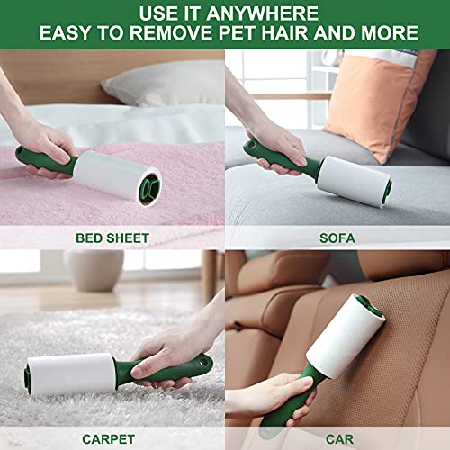 Lint Rollers Pet Hair Extra Sticky Clothes,Cat Dog Hair Remover Laundry Furniture Carpet,Total 800 Sheets Lint Remover Brush for Couch Green - view 6