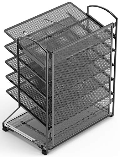 6-Tier Desk Organizer & Sliding Paper Tray, Black - view 4