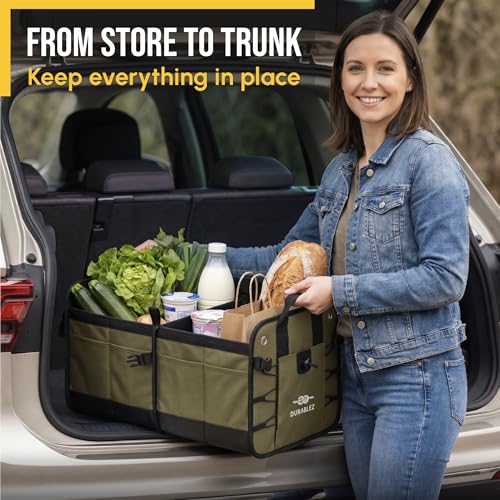 Car Trunk Organizer, Covering Net, Collapsible, Foldable, Military Green - view 6
