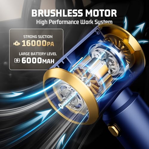 Cordless Handheld Car Vacuum Cleaner: 7-in-1 & 16000Pa Suction - Aqua Blue - view 3