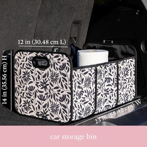 Steel Mill & Co Car Storage Bin, Hand Drawn Black Floral - view 3