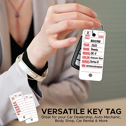 Poly Tag White Key Tags with Ring - 250 Count - Includes Rings and 2 Fine Point Pens - Plastic Car and Automotive Dealer Tags - view 4