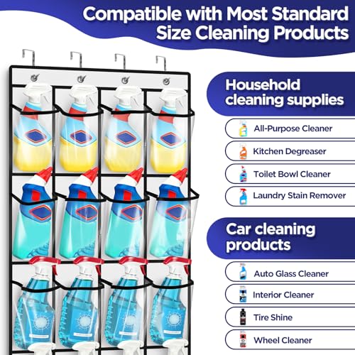 Clear Cleaning Supplies Organizer,Cleaning Products 24 Large Pockets - view 4