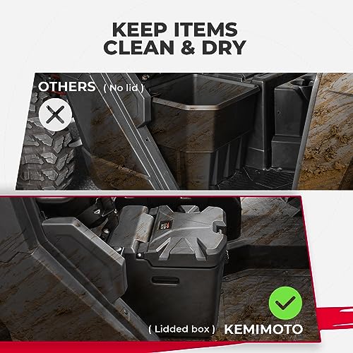 Under Seat Storage Box | 28.5L/7.53 Gal | with Lock | Compatible with Polaris Ranger XP 1000/Crew | 2018-2025 2026 | Replace #2882910 | Waterproof | Dual Bin Dry Storage Box | Fit Door - view 4