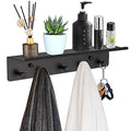 Bathroom Towel Rack Wall Mounted, Rustproof Aluminium Shelf with 5 Bath Robe Hook, Decor Display Storage, Hot Tub Accessories, Hanging Hanger for Hat, Key, Bag Holder, Bathtub