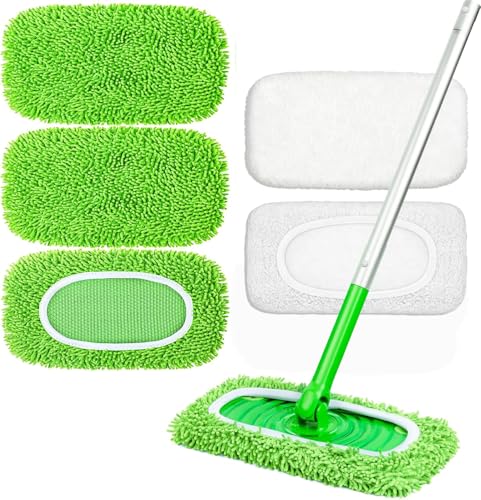 5PCS Reusable Microfibre Mop Pads. Replacement Mopping pad, Wet and Dry Flat mop Cover for Household Cleaning, Cloths and Chenille
