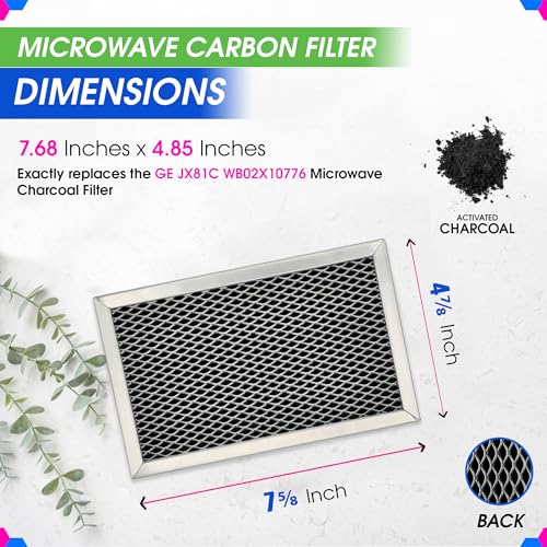 Microwave Filter Replacement 7.68" x 4.85" JX81C WB02X10776 GE Microwave Charcoal Filter - Also Fits LG Kenmore Carbon Filter - Freshens and Filters Kitchen Air in Over the Range Oven Vent Fan 2-Pack - view 3