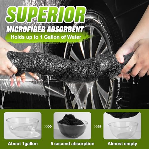 2 Pack Car Drying Towel, Car Wash Mitt, 1300 GSM Microfiber Towels for Cars (36" x 24" & 16" x 16"), Ultra-Absorbent, Streak Free, Car Wash Kit, Car Cleaning Detailing Supplies for SUVs, Trucks - view 5