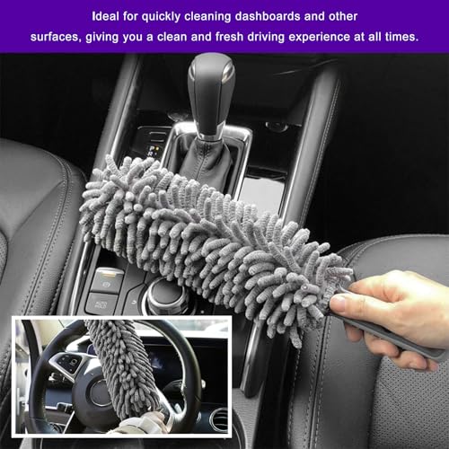 Car Interior Duster, Lint & Scratch Free Microfiber Dusting Tool with Comfy Handle, Multipurpose Hand-Held Duster Essential Cleaning Supplies for Vehicle Home Office - view 4