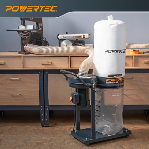 1 HP Dust Collector with 1 Micron Dust Collector Bags and Mobile Base, Dust Collectors with 800 CFM for Woodworking Dust Collection System (DC1081) - view 6