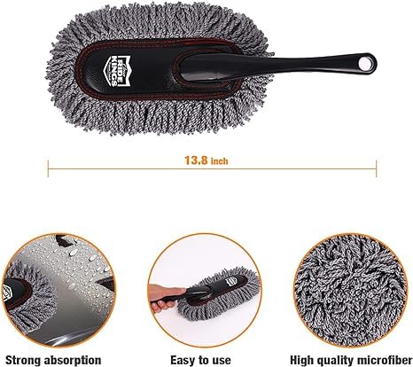Car Duster Exterior, Microfiber, 3 Pcs, Grey - view 3