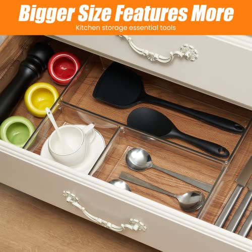 22 Pcs Drawer Organizer Bins, Acrylic Non Slip Kitchen Drawer Organizers Storage Tray Divider, Multifunctional Storage for Cosmetics, Bathroom, Tools, Kitchen and Office - view 6