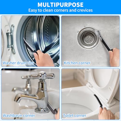 Multi-Purpose Hard Bristle Crevice Cleaning Brush, 4 Pcs, Black - view 5