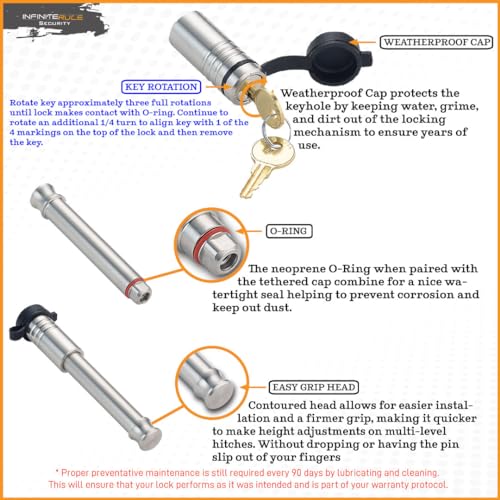 61653 | 3 Pack Mixed 2.5, Keyed Alike, Hitch Locks for B&W 2" & 2.5" Tow and Stow 10K LB & 18K LB - Includes Lock for 2.5" Receiver - view 4
