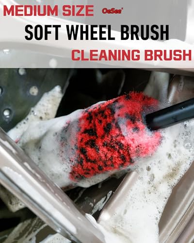 Professional 4 Pack Long Handle Wheel Brush Kit for Cleaning Wheel and Tire- 2X Soft Wheel Cleaning Brush, Detailing Brush and Stiff Tire Brush, Bendable& Durable Wheel Rim Cleaner Brush Set - view 3