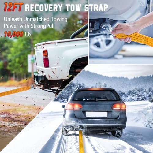 Roadside Emergency car kit for Vehicles, Car First Aid Emergency kit with Portable Air Compressor, Heavy Duty Jumper Cables, Tow Strap, Road Trip Essentials Safety kit, New Driver Gifts - view 5